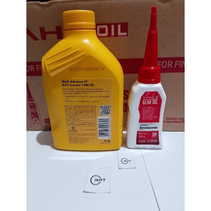 paket oli mesin Shell metik 800ml + oli gardan honda original