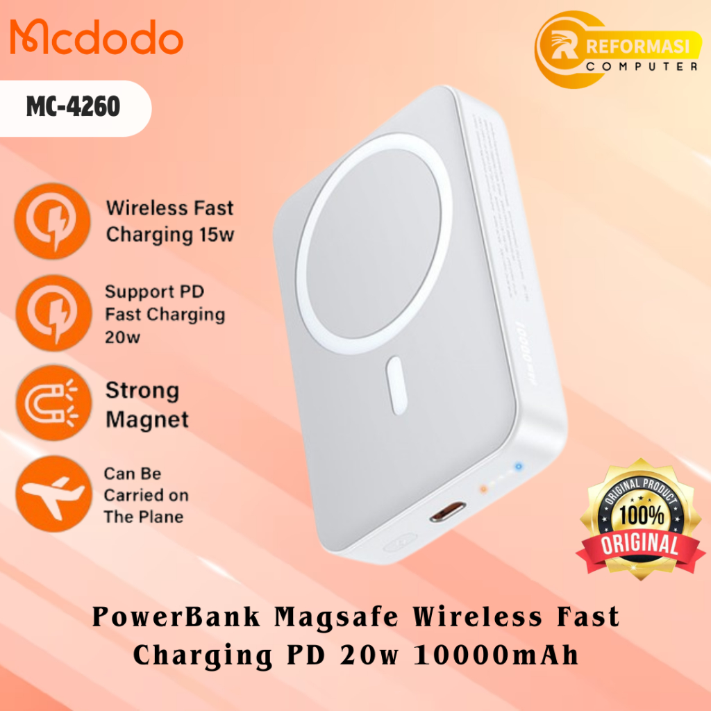 MCDODO PowerBank Magsafe Wireless Fast Charging PD 20w 10000mAh MCDODO