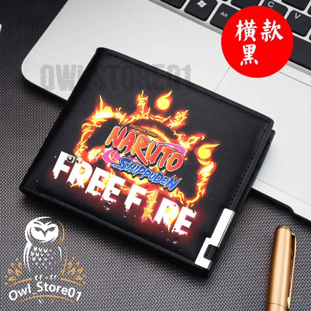 Dompet Pria Lipat NARUTO X FREE FIRE Dompet Kulit Men Fashion Letter Wallet NARUTO X FREE FIRE KEREN