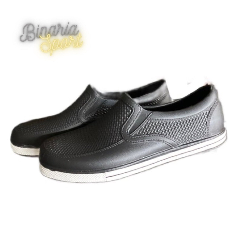 New Era Kuli Hitam Putih Original | Sepatu Casual Bahan Karet