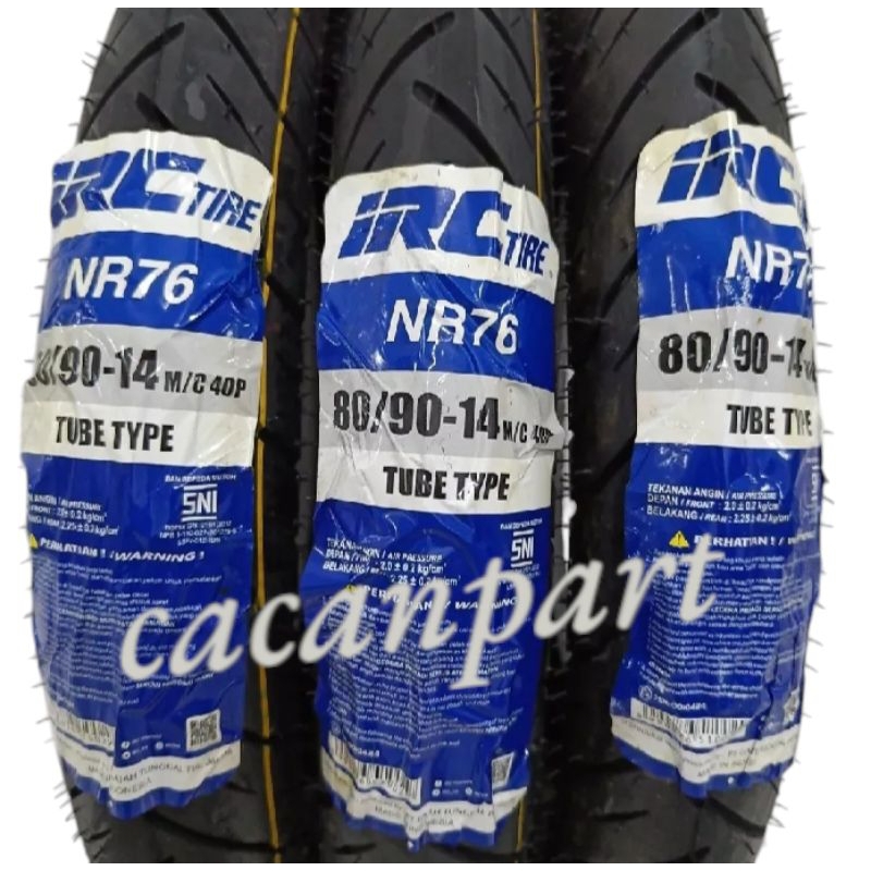 BAN LUAR MATIC IRC NR 76 TUBETYPE UKURAN 80/90-14 BEAT / BEAT FI / VARIO 110 / VARIO 125 / SCOOPY RI