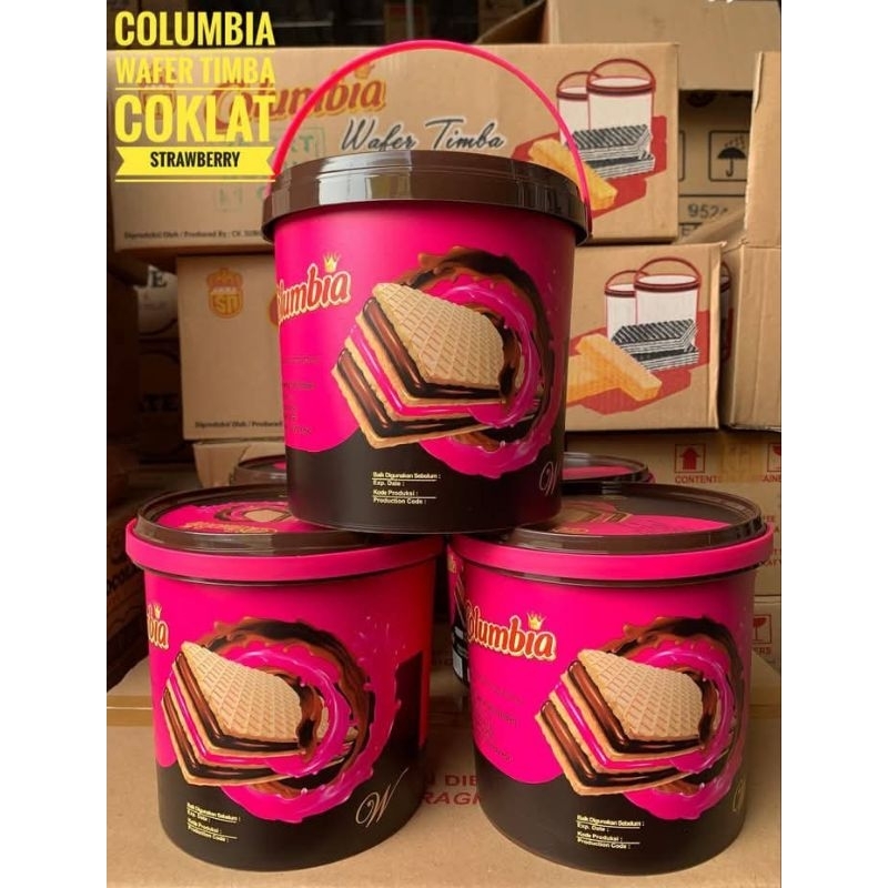 

1dus isi 6Timba Columbia wafer timba coklat strawberry