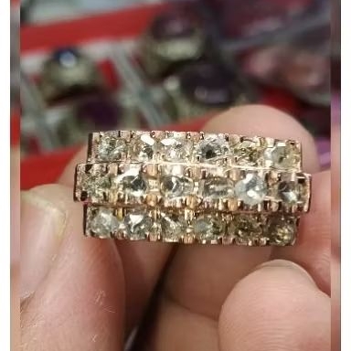cincin wanita perak bermata intan banjar cutting clasik (Berlian banjar)