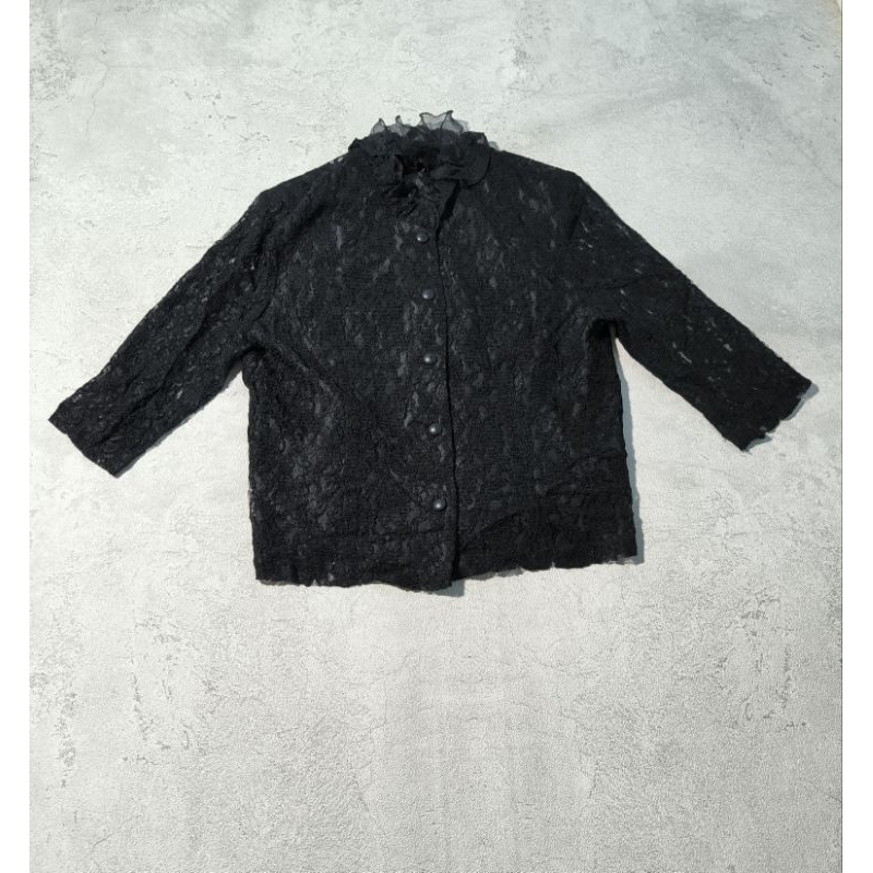 korean style black blouse brukat