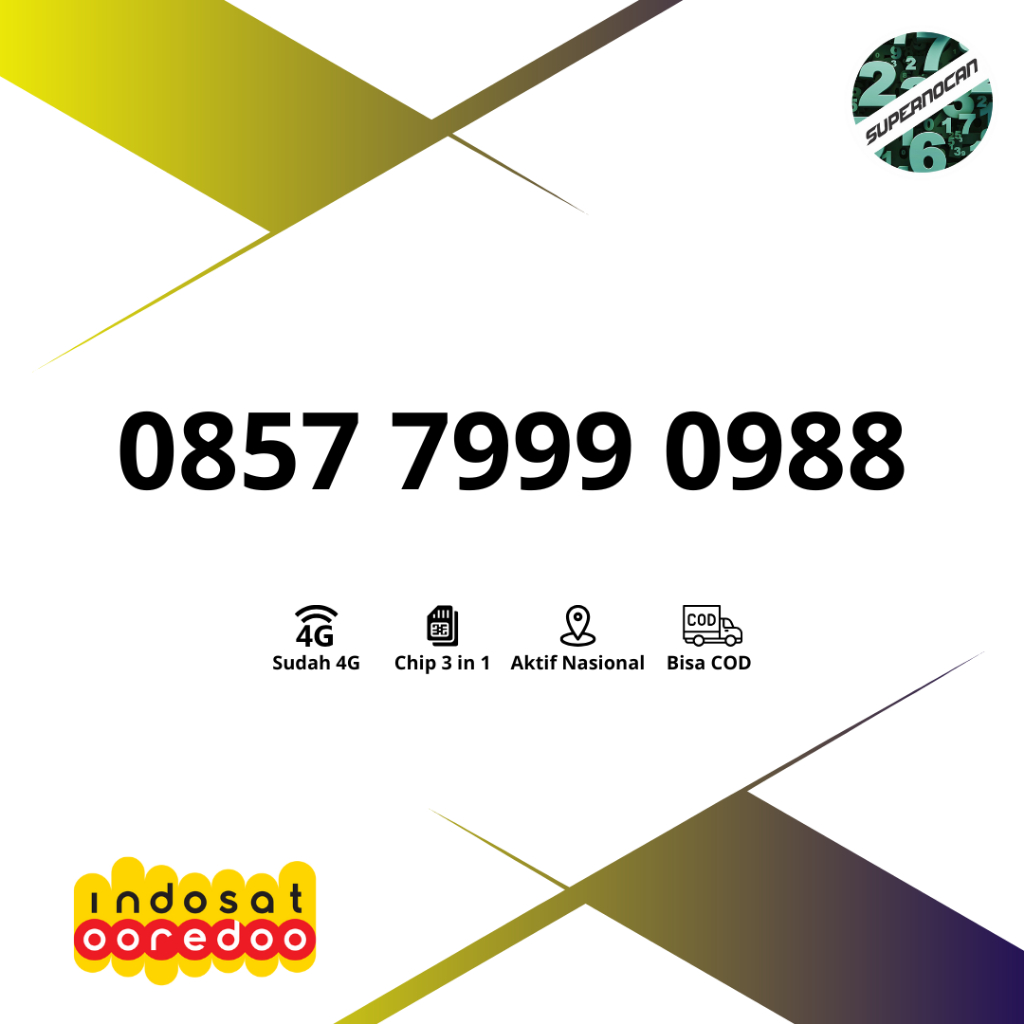 NOMOR CANTIK INDOSAT TRIPLE 999 EKOR HOKI 988 -  4G READY