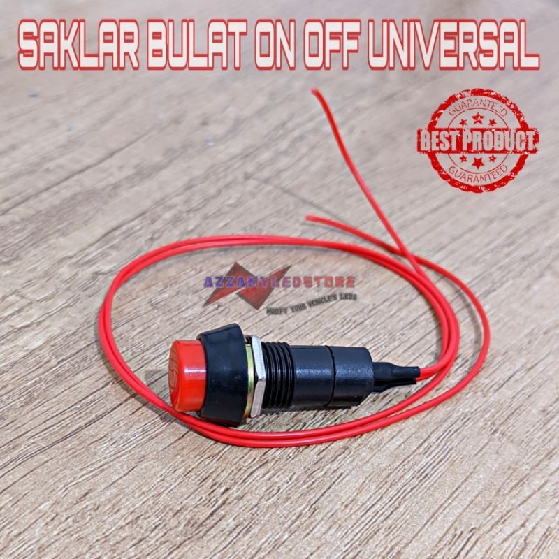 Saklar Switch Tombol BULAT On Off LED Motor Mobil Lampu UNIVERSAL sudah dengan kabel