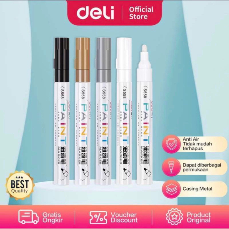 

Spidol Deli Permanen anti air warna Hitam- S558
