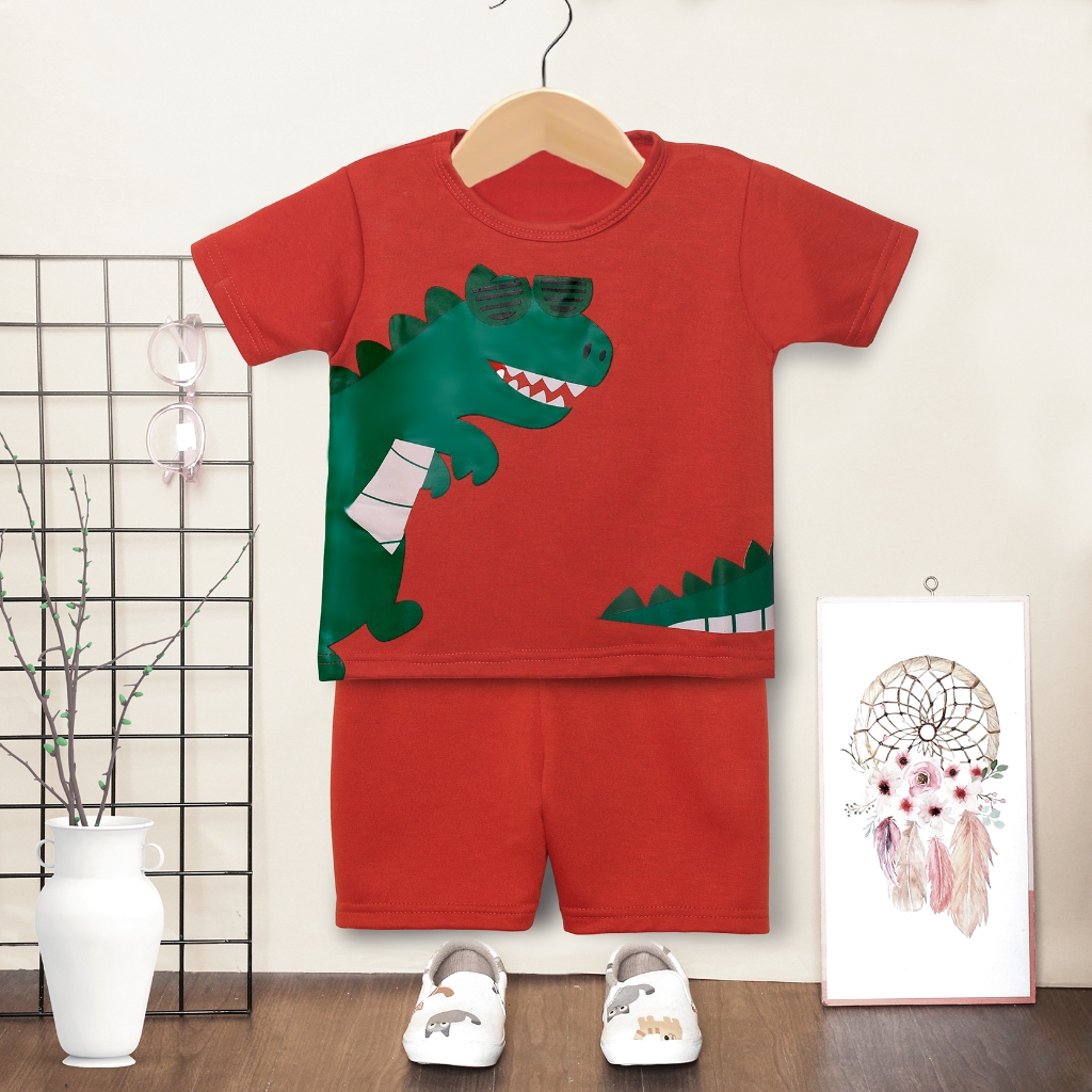 SETELAN ANAK LAKI-LAKI COOL DINO UMUR 2 SAMPAI 7 TAHUN BAHAN TEBAL LEMBUT ADEM / SET BAJU ANAK LAKI-