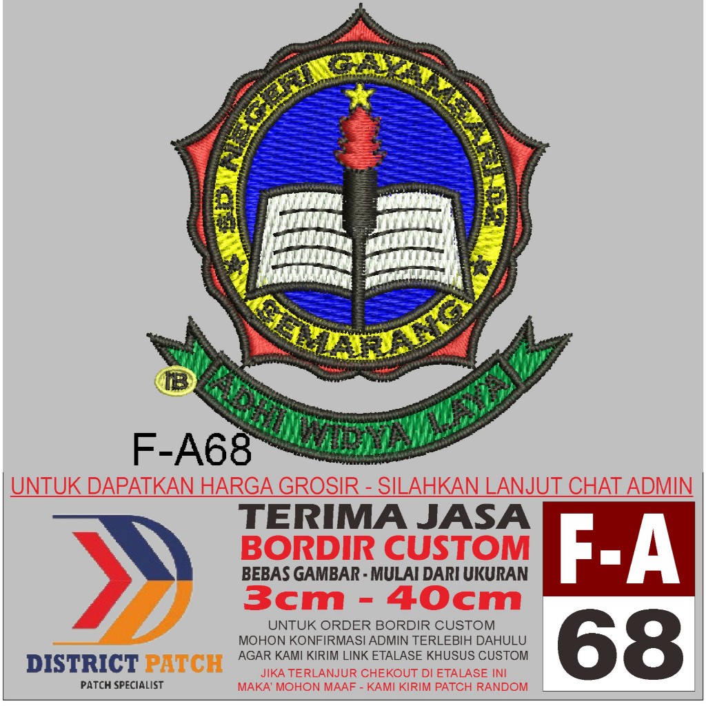 PATCH BORDIR LOGO F-A68 SD NEGERI GAYAMSARI 02 SEMARANG DISTRICT PATCH TESTIMONI