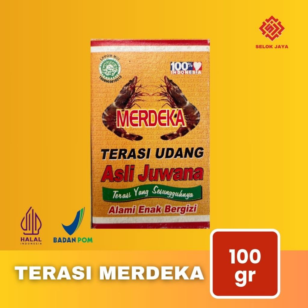 

TERASI UDANG MERDEKA JUWANA 100 gr , 80 gr saset