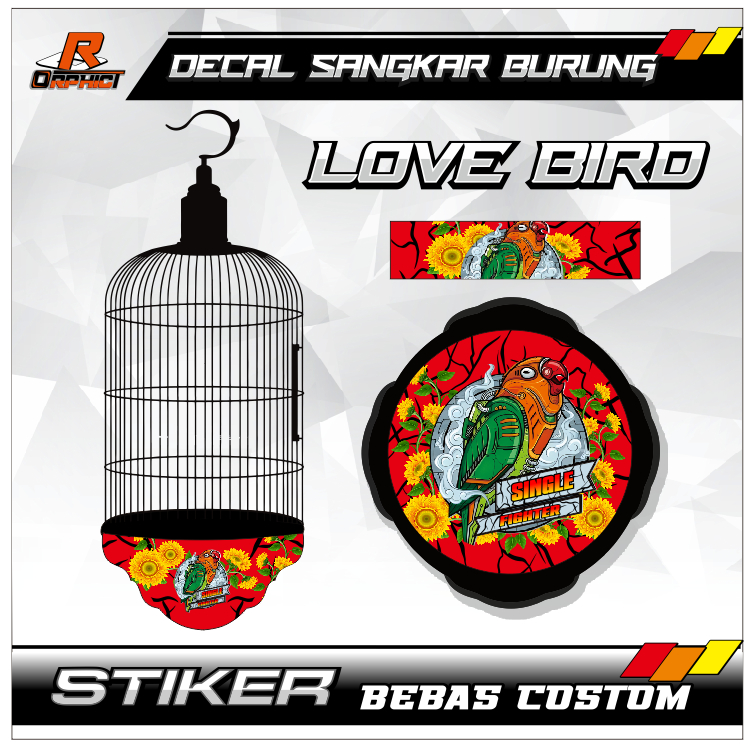 STICKER DECAL SANGKAR Lovebird dan Pleci KANDANG BURUNG single fighter STIKER merk EBOD JAYA ORIQ JA