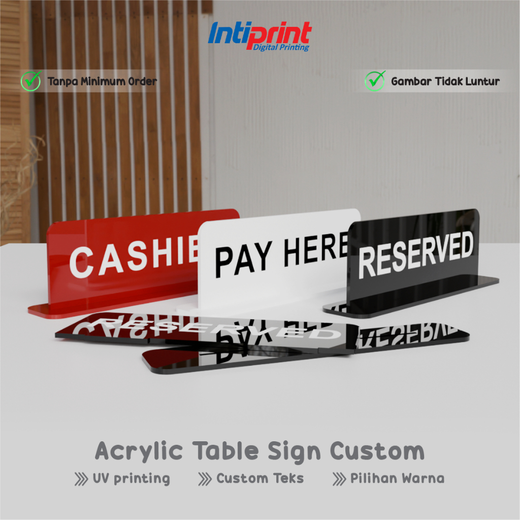 

Acrylic Table Sign UV Printing Custom / Tanda Meja Akrilik Kasir / Bending Table Sign Cashier SF6