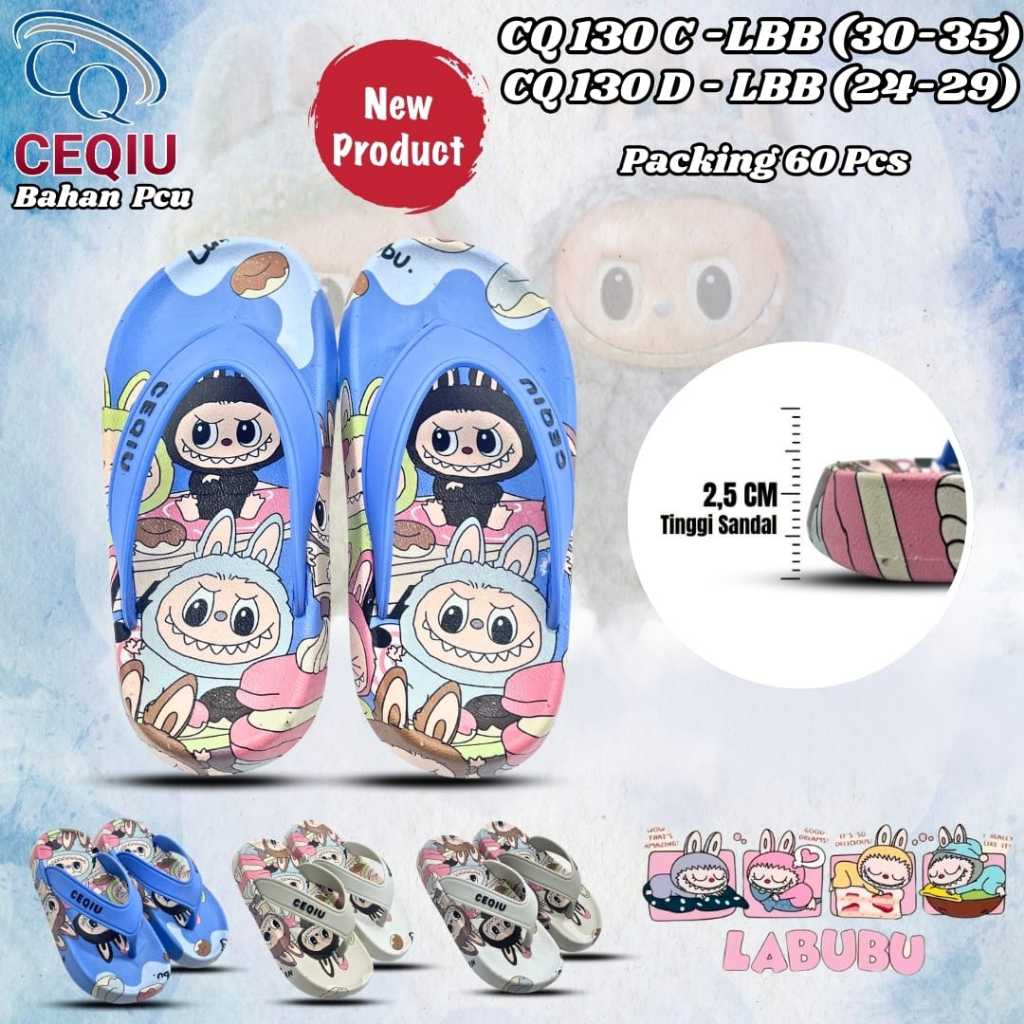 SANDAL JEPIT LABUBU ANAK PEREMPUAN FULL KARET DULUX CQ 130 C / D ANTI SLIP KUROMI LOL TERBARU
