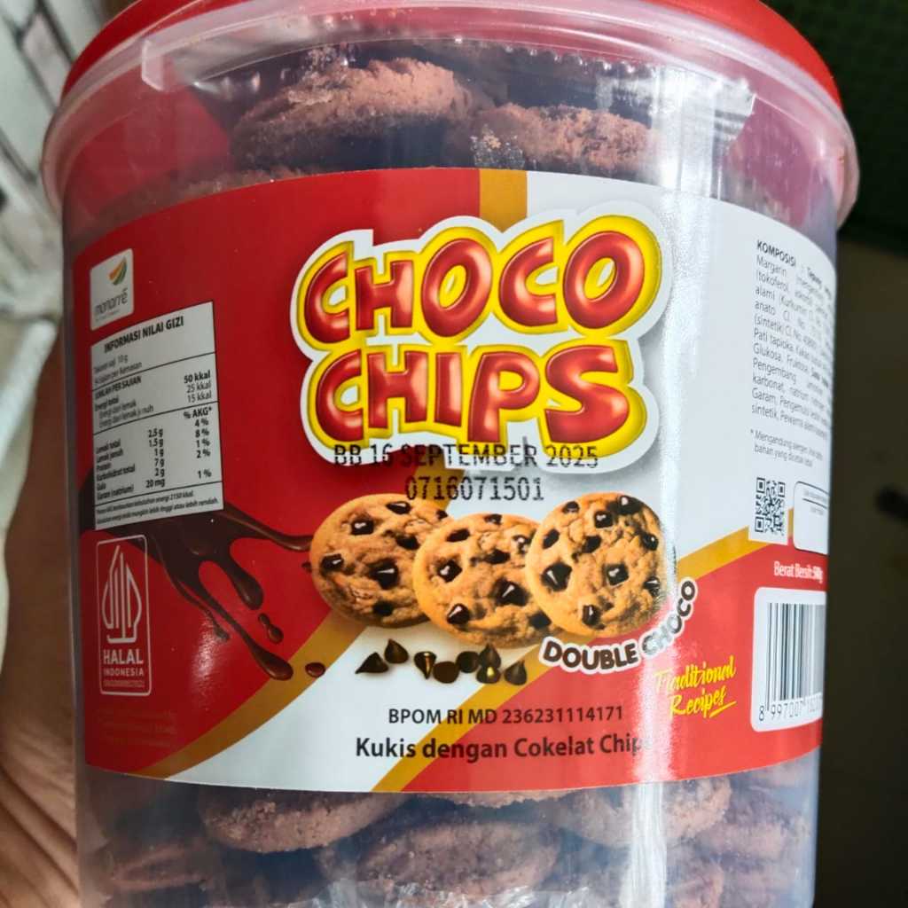 

Kue Choco Chips Double Coklat Kemasan Toples 540gr