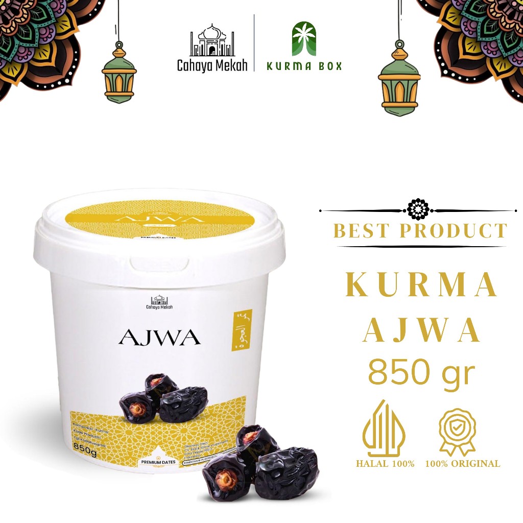 

Cahaya Mekah Kurma Ajwa Kurma Nabi Ember 850 g Premium Original High Quality