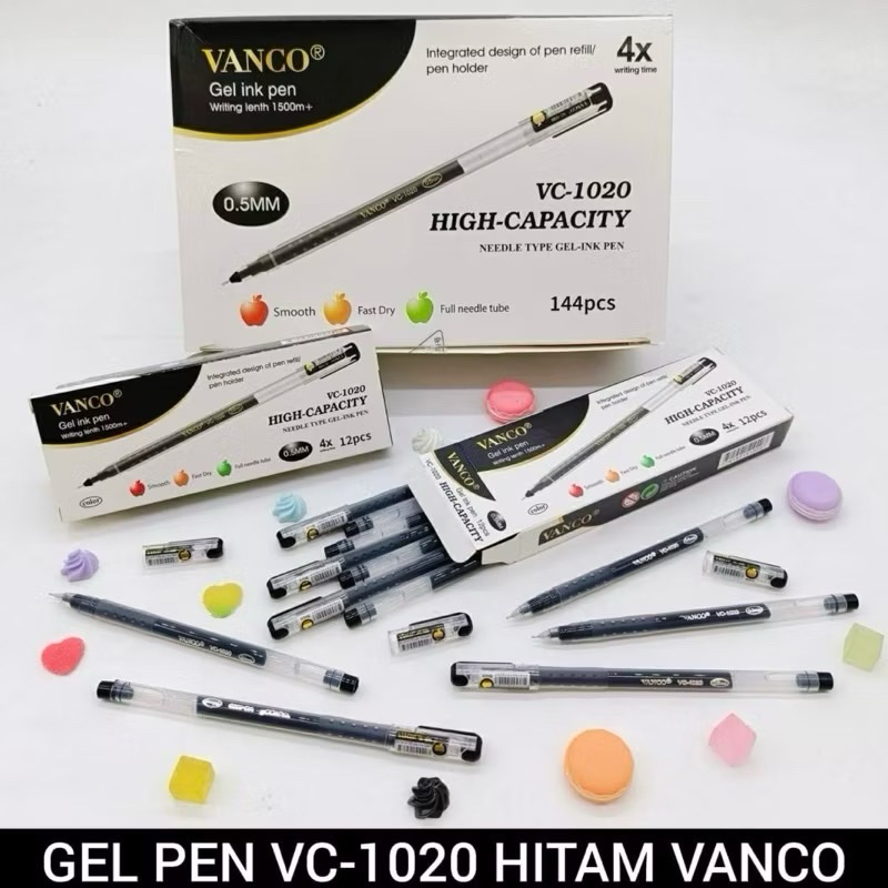 

(ISI 12 PC) BOLPEN GEL WARNA HITAM VANCO VC-1020