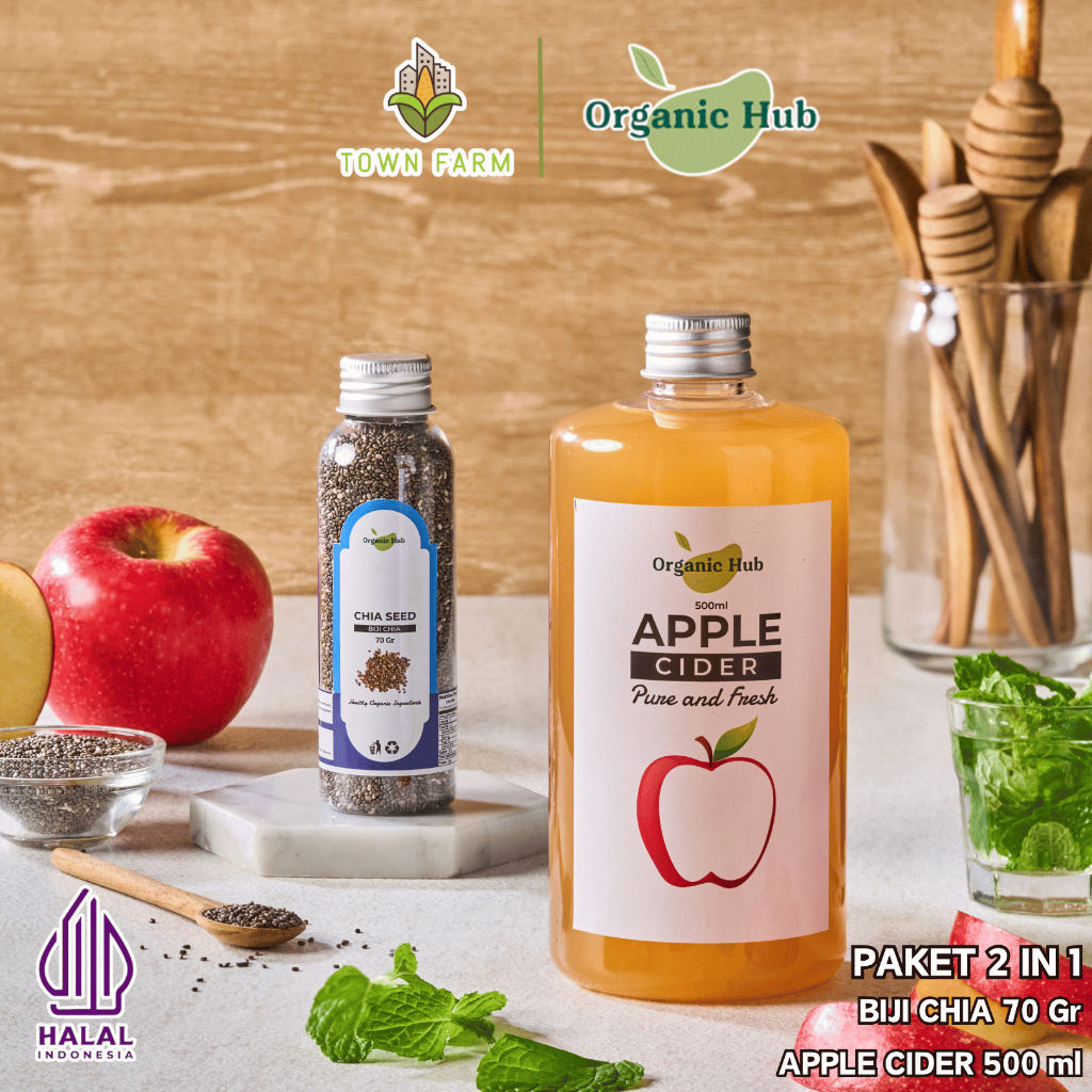 

Organic Hub Paket Bundling 2in1 Cuka apel 500 ml dan Chia Seed 70 gram Apple Cider Vinegar Chiaseed