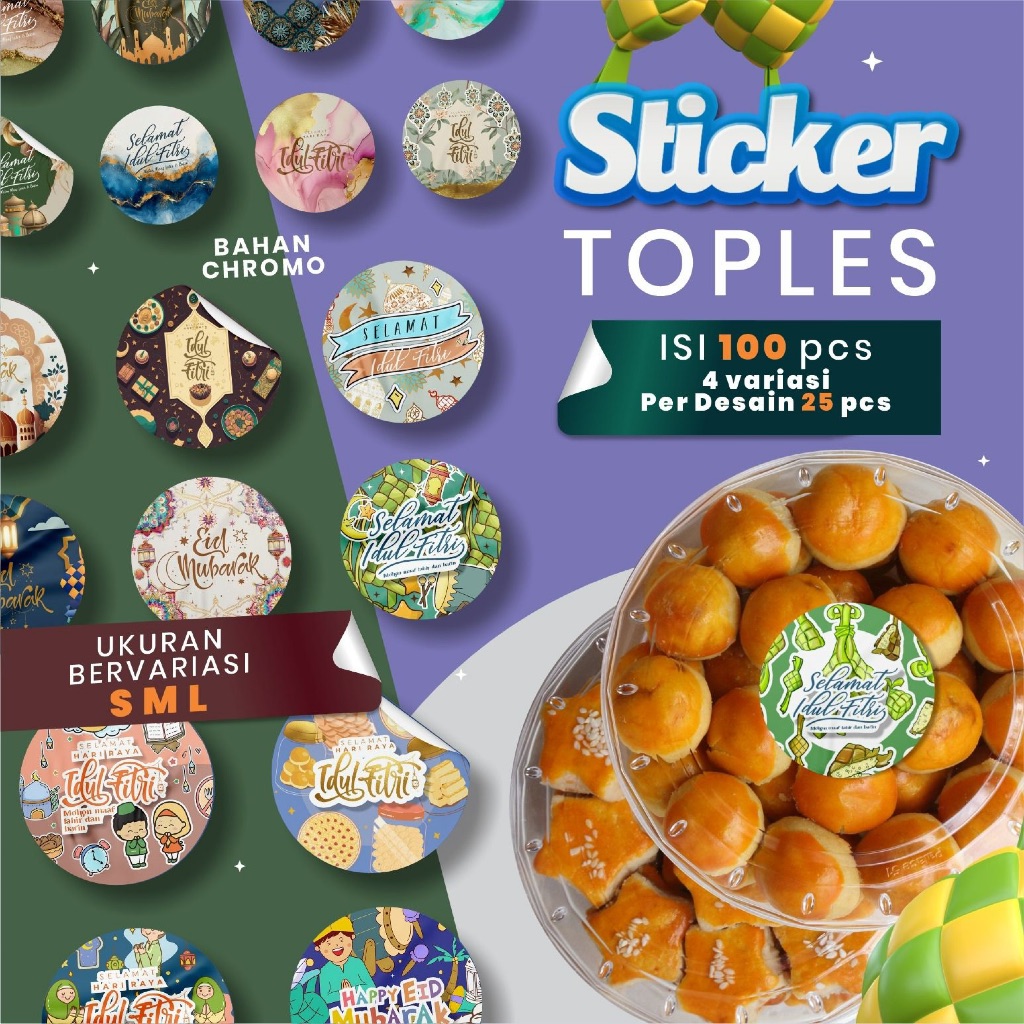 

STICKER TOPLES IDUL FITRI (isi 100 pcs) | STIKER KUE KERING LEBARAN | STIKER BULAT HAMPERS | STIKER LABEL HARI RAYA IDUL FITRI