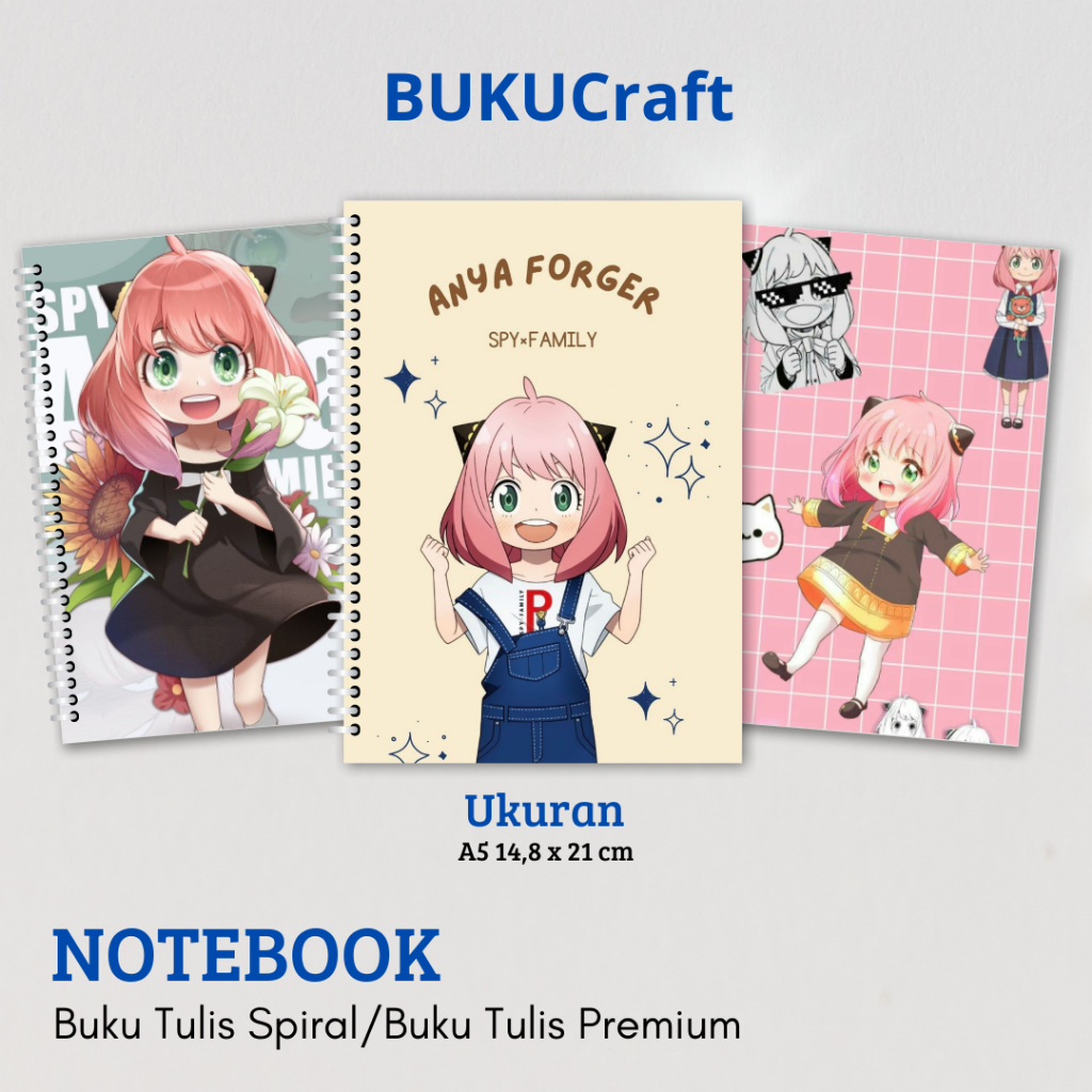 

Buku Craft - Buku Tulis Catatan buku notebook buku diary Notebook Ring Spiral A5 50 Lembar koleksi cover Anya Forget X Family lucu2 mix gambar kartun Terbaru