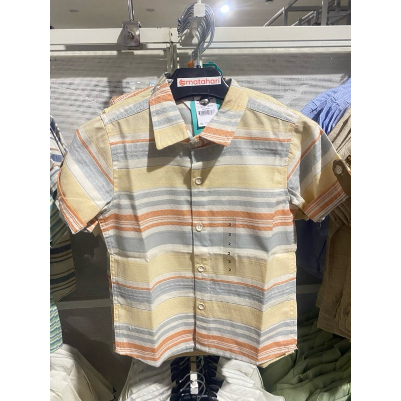 LITTLE M kemeja anak laki laki motif salur garis garis