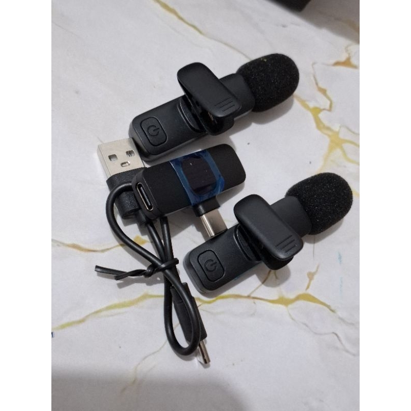 Mic klip on microphone wireless k9 dual mic type C tipe C UNTUK handphone ANDROID model 2 mic