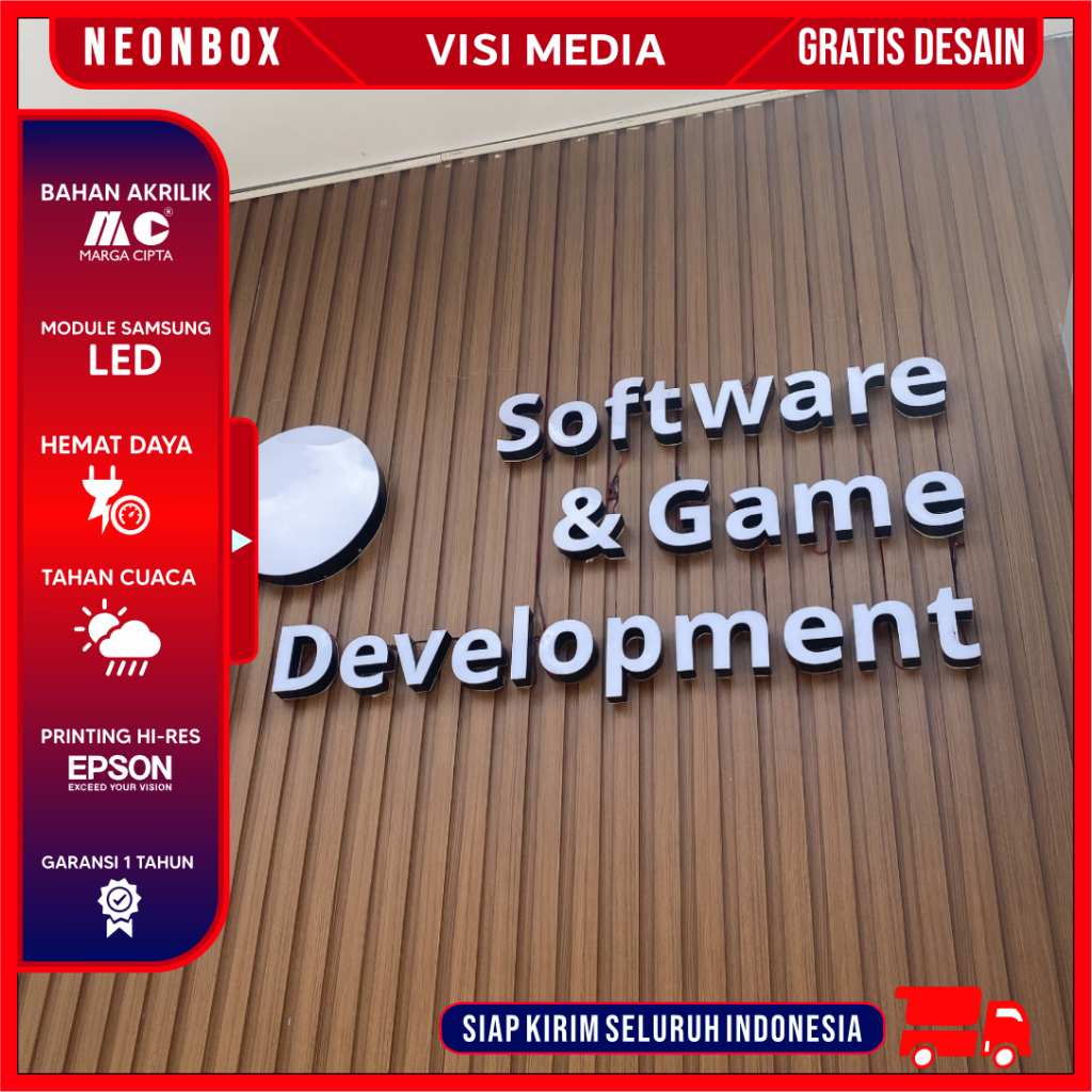 Huruf Timbul dan Logo LED Nyala Backlight Huruf Timbul 3D Akrilik Custom Huruf Timbul Tulisan dan Lo