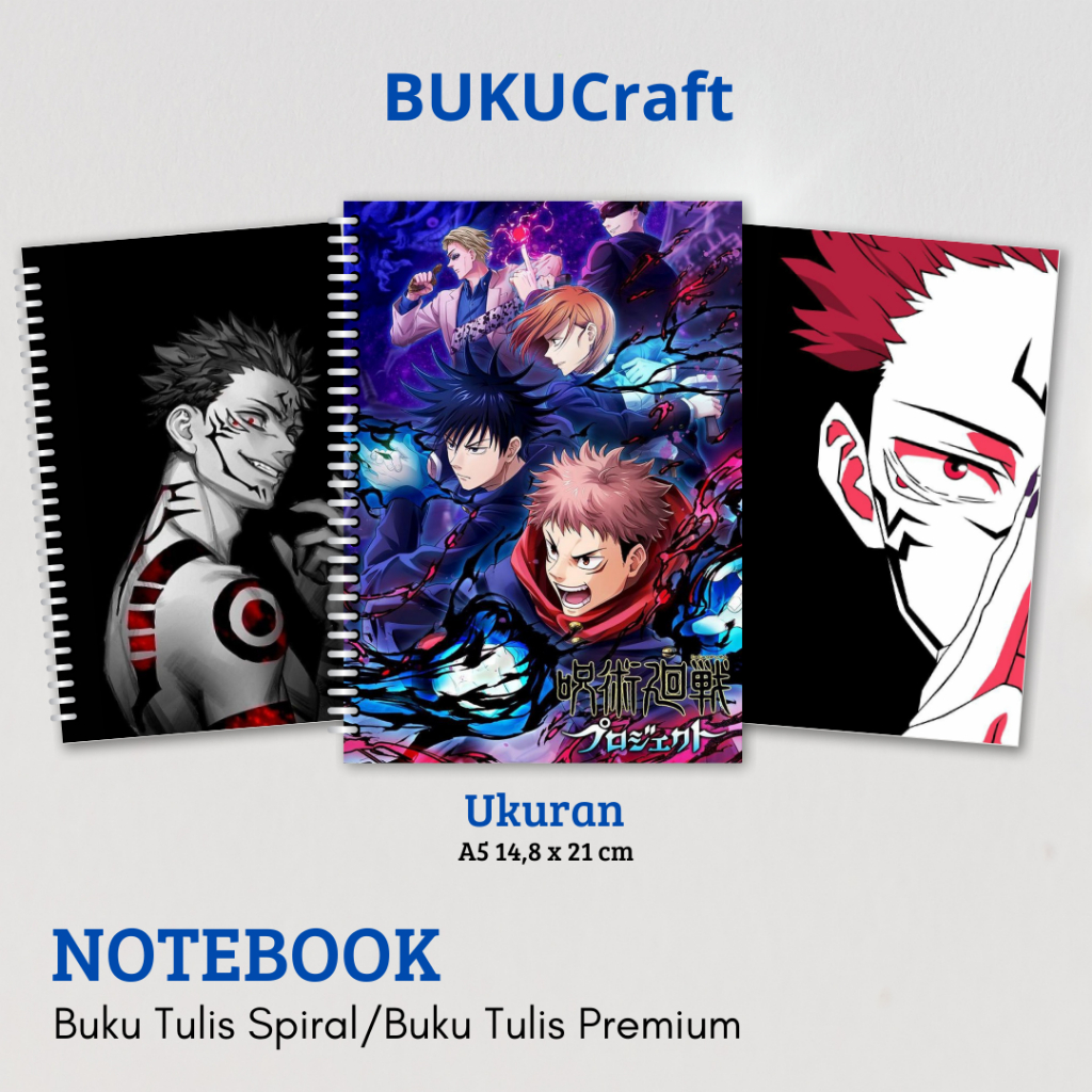 

Buku Craft - Buku Tulis Catatan buku notebook buku diary Notebook Ring Spiral A5 50 Lembar koleksi cover Jujutsu lucu2 mix anime gambar kartun Terbaru