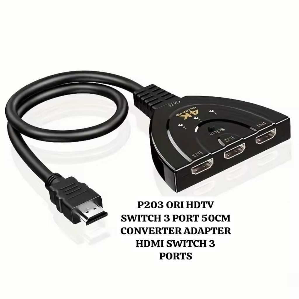 P203 HDTV SWITCH 3 PORT 50CM CONVERTER ADAPTER PORTS  SWITCHER KABEL 3IN1 OUTPUT HDMI SOKET SOCK