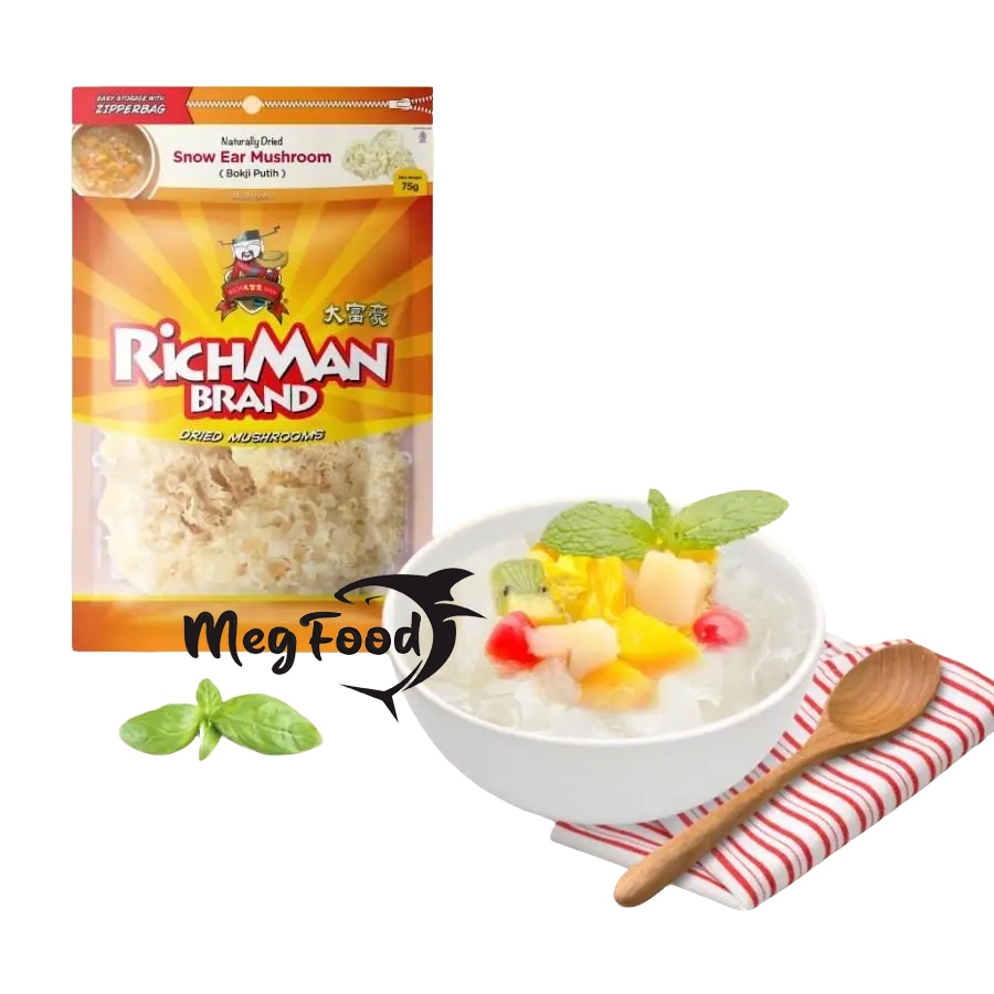 

RichMan Brand Snow Ear Mushroom (Bokji Putih) Jamur Salju Kering 75 Gram