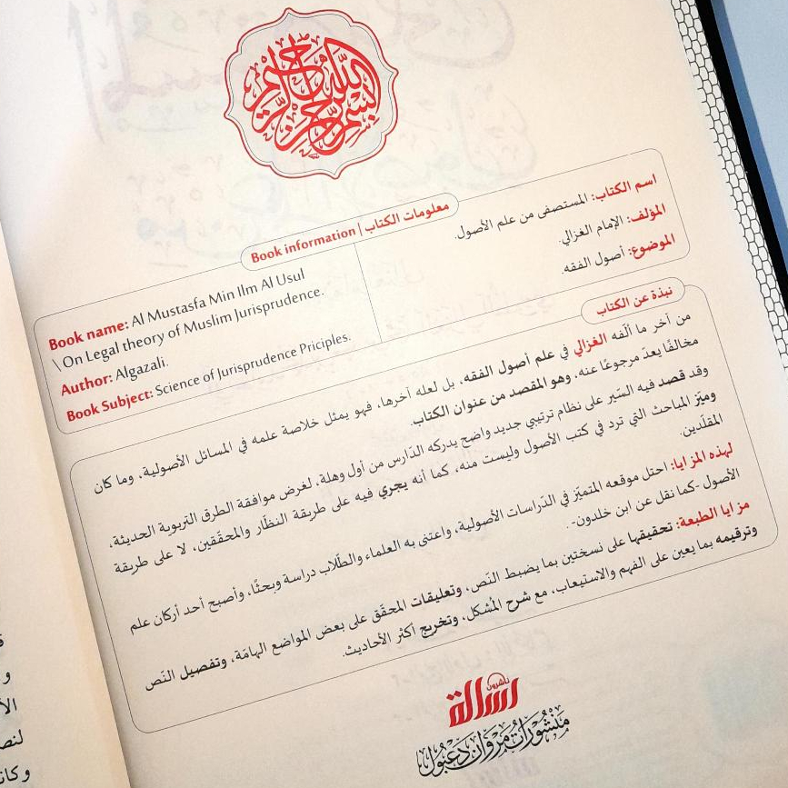 Jual Kitab Al Mustashfa min Ilmi Ushul 1 Jilid Al Mustasfa Ilmi Usul Mujalad Wahid | المستصفى من علم الاصول Impor Original di Toko Kitab Alresalah