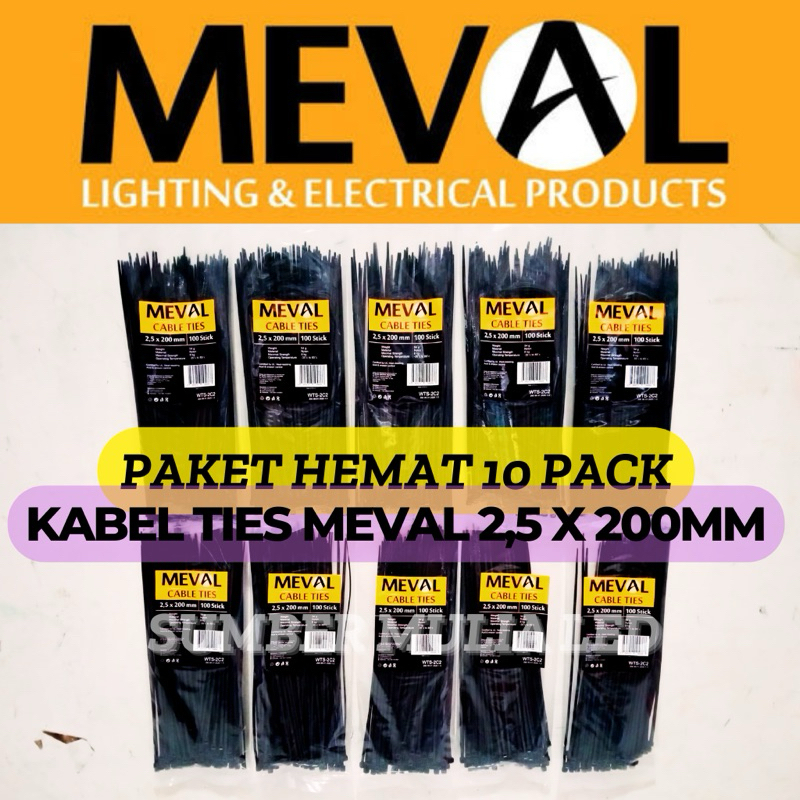

[ PAKET HEMAT 10 PACK ] MEVAL KABEL TIES NYLON 2.5 X 200 MM 20CM ISI 100PCS PUTIH HITAM MERAH BIRU KUNING WARNA WARNI HARGA GROSIR