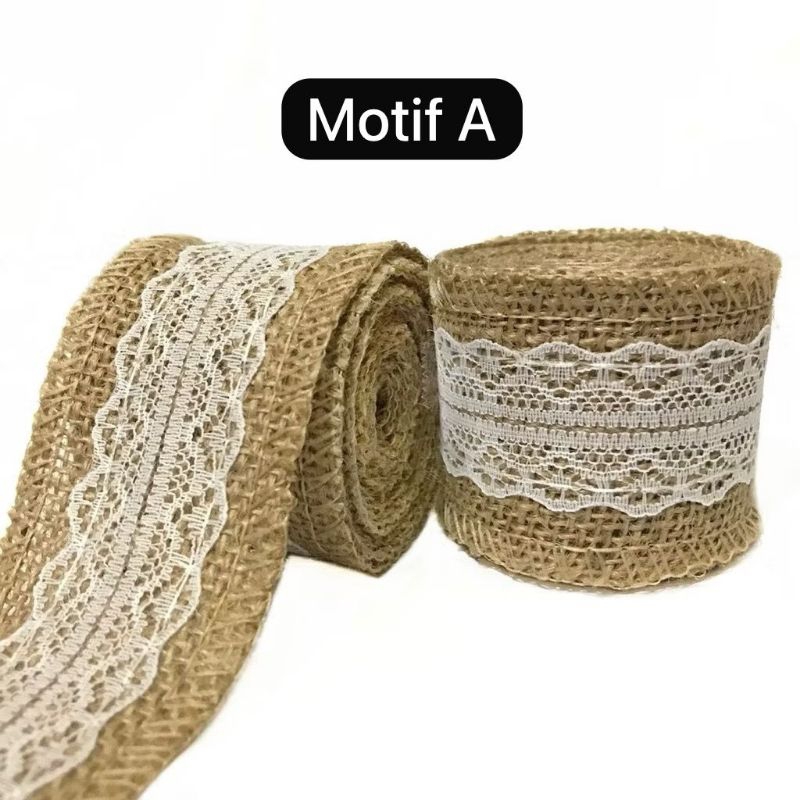 

1 METER - KAIN GONI / PITA GONI COKLAT RENDA / SIZE 5 CM / HESSIAN BURLAP JUTE