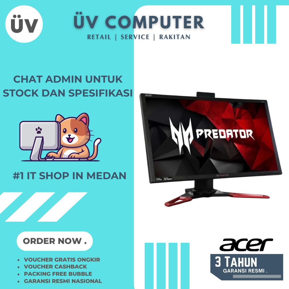 Monitor LED LCD ACER PREDATOR XB241H | 24" inch | FHD 1080p | Panel TN | 1ms 144Hz | Garansi Resmi 3