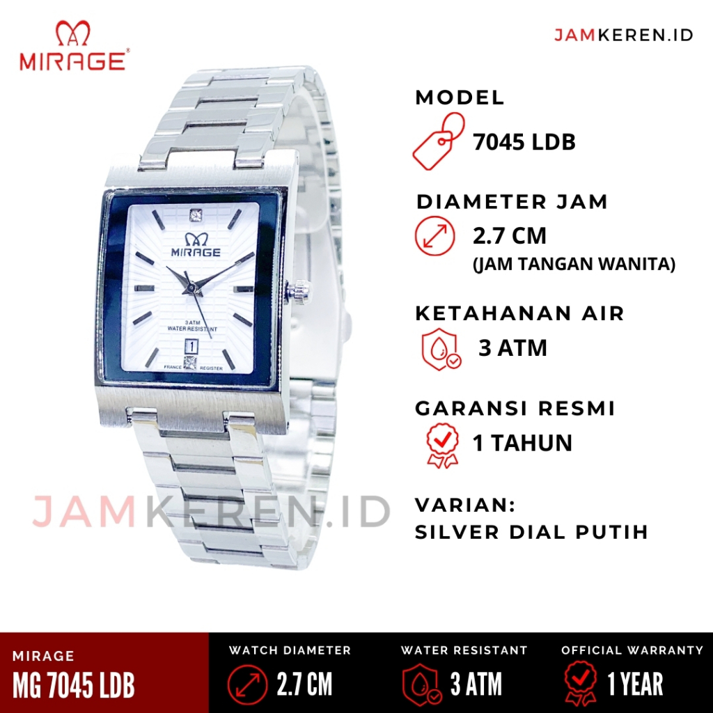 Mirage - Jam Wanita Elegan Mewah - Jam Tangan Mirage Wanita - 7045 LD Original 100% Garansi Resmi
