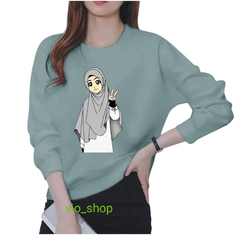Baju Kaos Lengan Panjang Wanita Dewasa Kekinian Terbaru Bermotif Hijab Pris