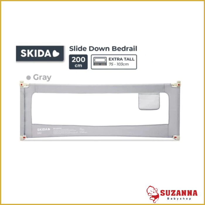 Skida bedrail 200cm 180cm 160cm 120cm /lPagar Ranjang Kasur Bayi Bed Guard Rail pembatas kasur
