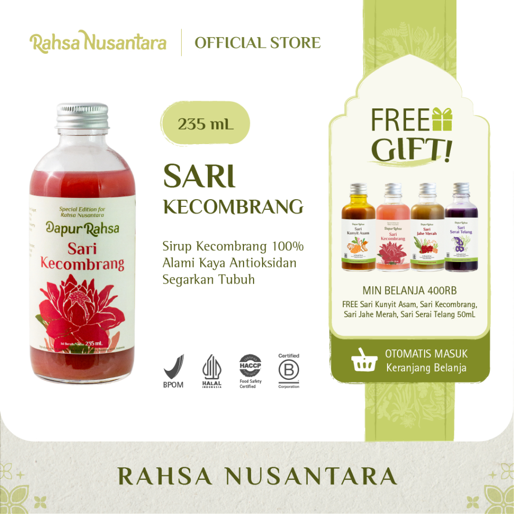 

Limited Edition: Sari Kecombrang 235mL | Sirup Herbal Alami | by Rahsa Nusantara