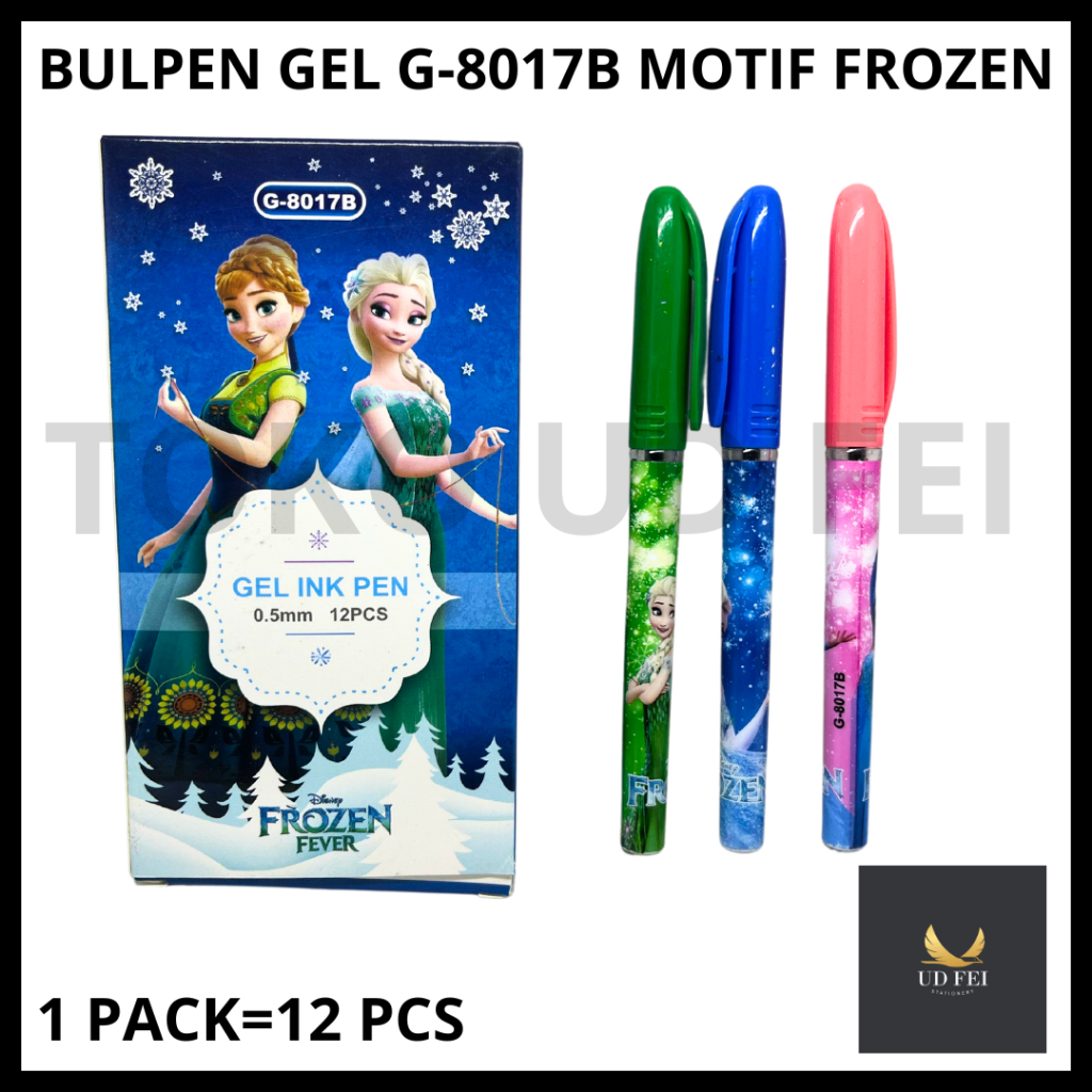 

(1 PACK=12 PCS G-8017B) BULPEN GEL FANCY/ BULPEN GEL FROZEN/ BALLPOINT MOTIF KARAKTER/ BULPEN FANCY FROZEN