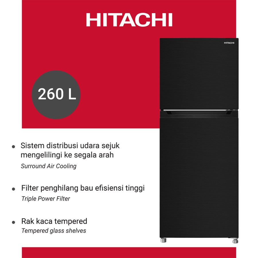 HITACHI Kulkas 2 Pintu 260 Liter HRTN5275MFBBKID