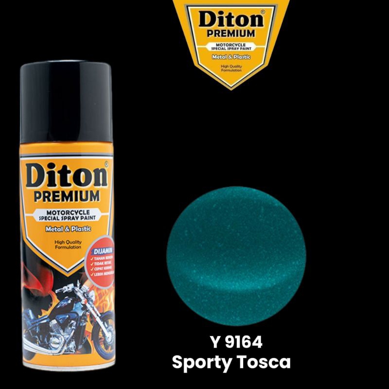 Cat spray pilok Diton Premium Sporty Tosca Y 9164  hijau tosca y9164 pilok mesin Diton Premium Tahan