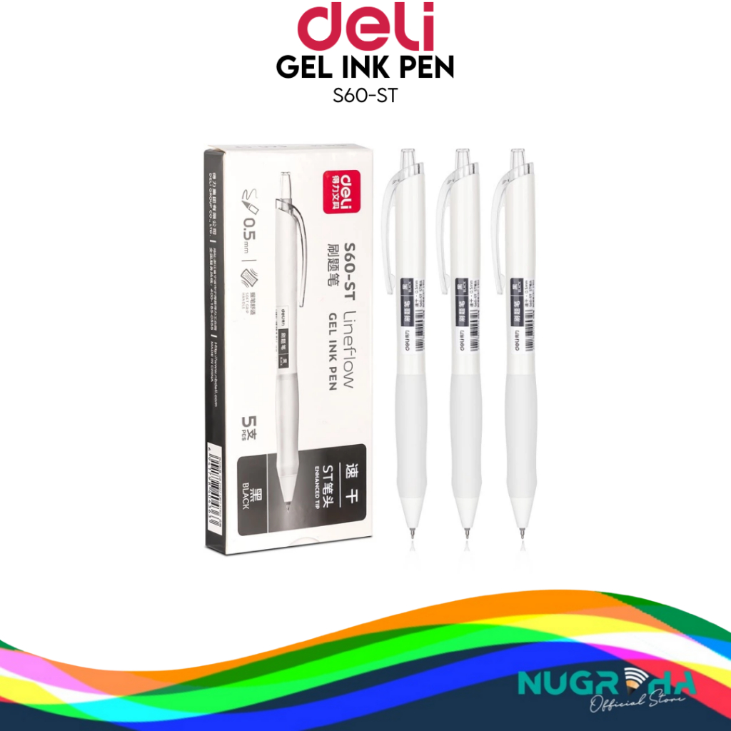 

DELI S60-ST GEL PEN PENA BALLPOINT PULPEN RETRACTABLE CETEK KLIK 0.5 MM