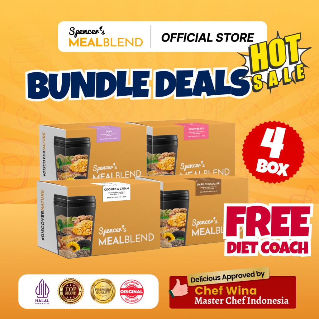 

Spencer's MealBlend Bundle - Paket Hemat 4 Box FREE Coaching Slim 1 Bulan