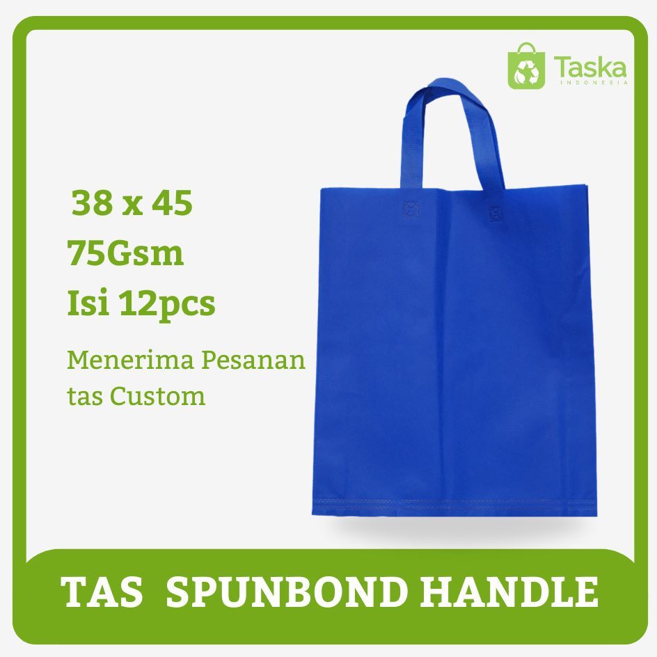 

Taska - (Isi12) Tas Spunbond Handle 38x45 Warna Biru BCA Lusinan Grosir Goodiebag Souvenir