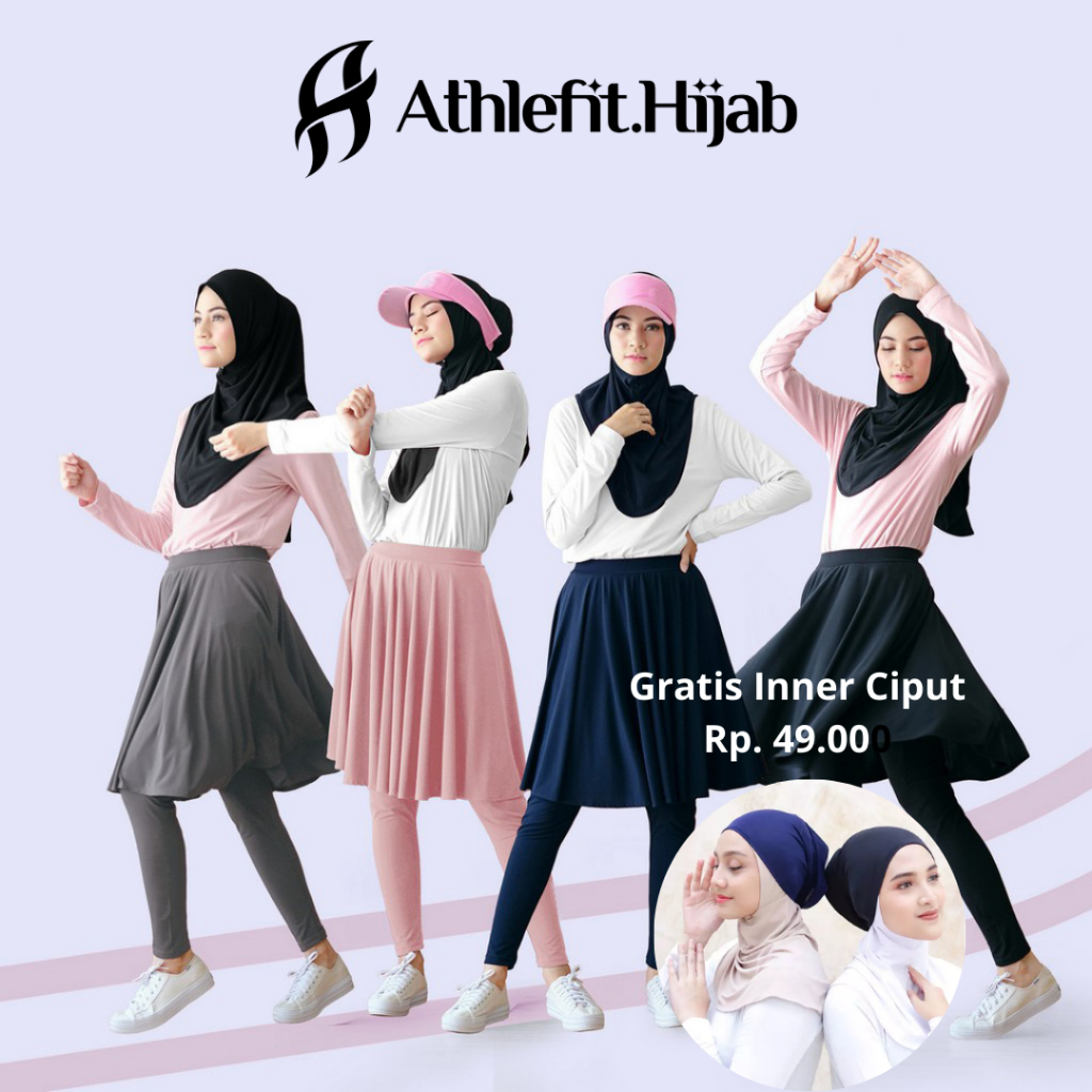 ATHLEFIT Legging Rok Hijab Sport - Bahan Lembut & Anti Kusut