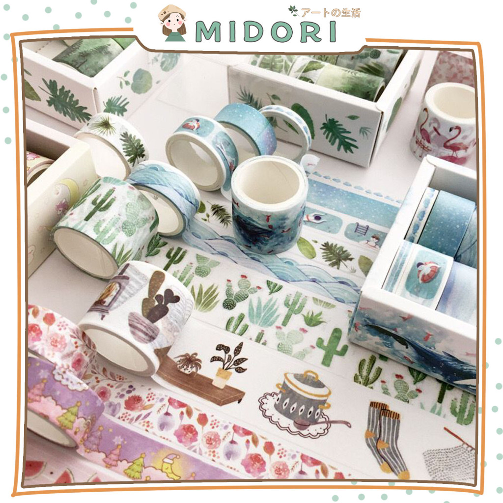 

[MIDORI] 8 Rolls DAILY LIFE GIRLS Tape Cute Flower Washi Tape Deco Masking Tape Jurnal DIY Scrapbook - A0064