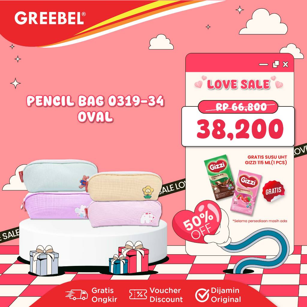 

GREEBEL Kotak Pensil Lucu / Pensil Case Aesthetic / Tempat Pensil Pastel / Pensil Bag Oval 0319-34