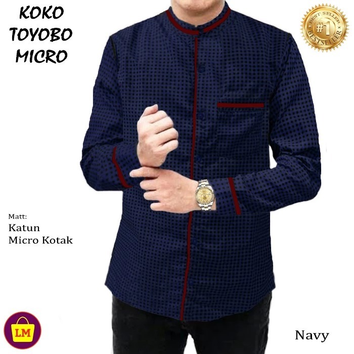 PAKAIAN PRIA KEMEJA LENGAN PANJANG KOKO TOYOBO MICRO SALUR BATIK/KEMEJA KOKO LENGAN PANJANG Koko