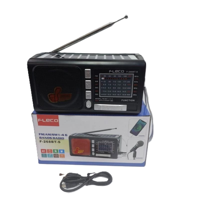 COD Radio Fleco  Cas Solar Mini Tenaga Surya F-268BT-S /FM/AM/Band Radio + Senter