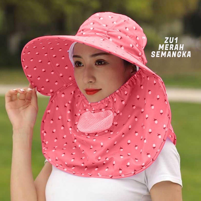 Topi Visor Lipat Wanita Anti UV Lebar,Topi Bunga penutup / Topi Pantai Cadar / TOPI WANITA / topi ma