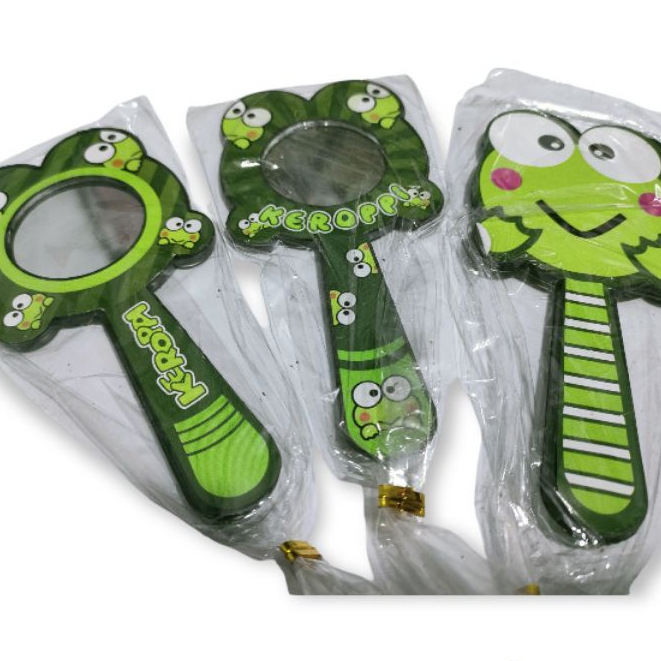 Souvenir cermin mini gagang motif labubu keroppi  / Cermin anak gagang karakter labubu & keropi